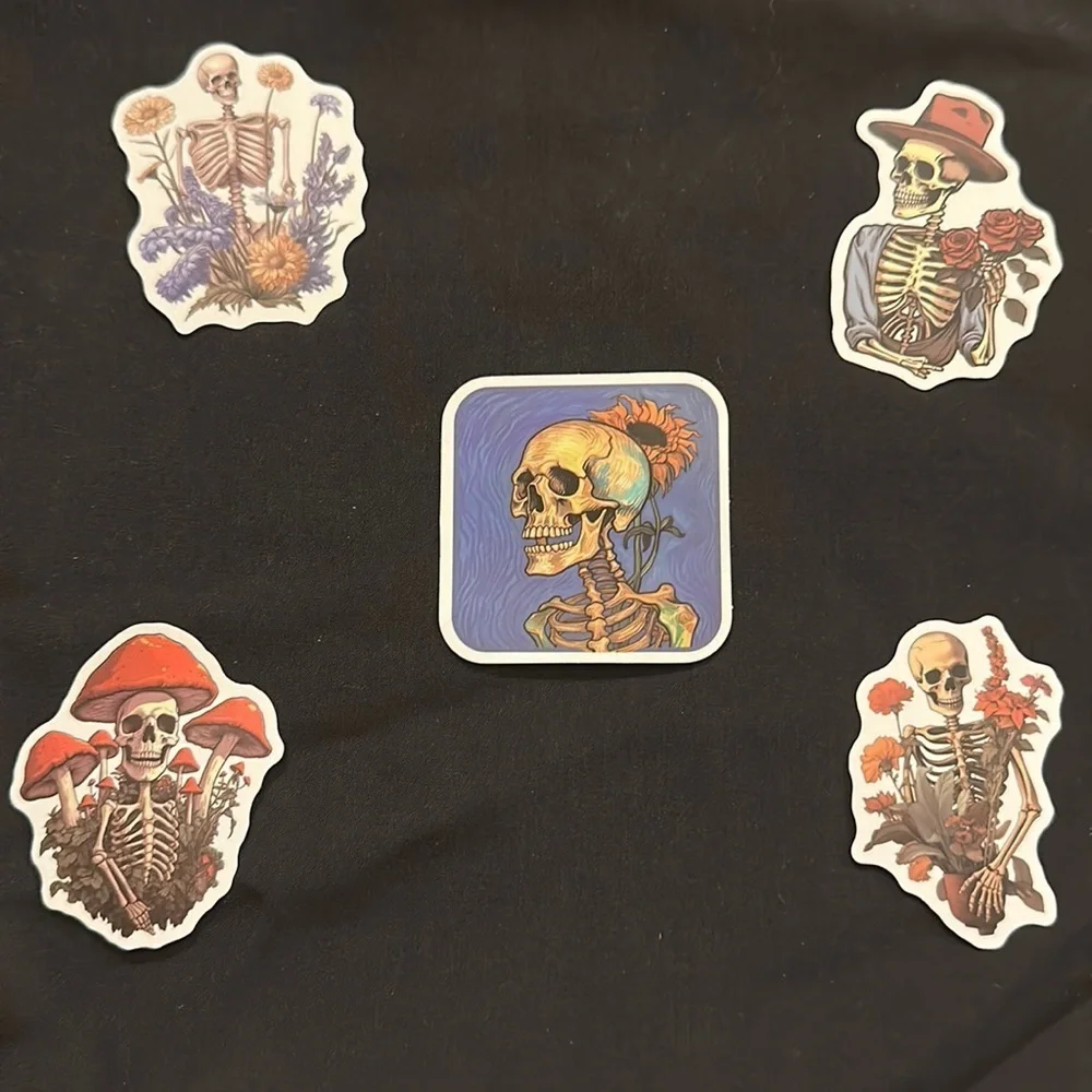 Floral skull stickers/decals.